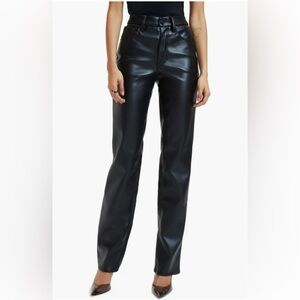 Good American Better Than Leather Faux Leather Good Icon Pants NWOT SZ 8/29 Blk